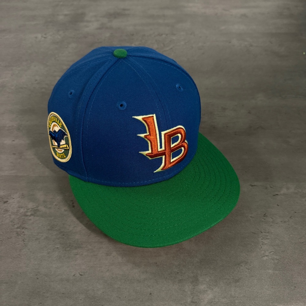 New Era Louisville Bats Hat 7 1/4 Blue Green Fitted 59FIFTY‎ MiLB Baseball Cap